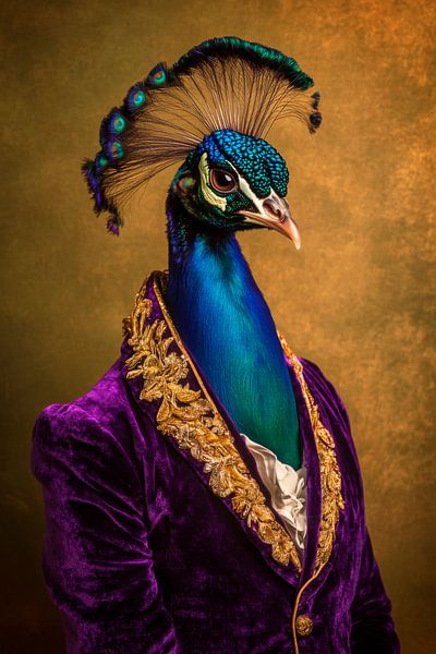 Eleganter Pfau im Atelier-Look von Poster Art Shop