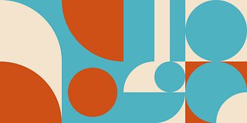 Retro geometry in light blue, terra and white by Dina Dankers