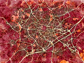 Map of Montpellier with the style 'Amber Autumn' by Maporia