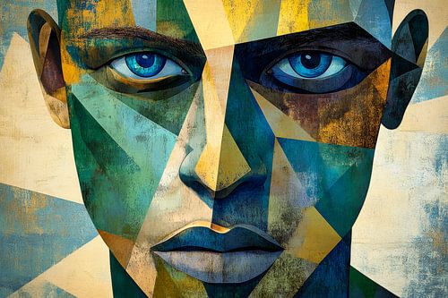 Geometrische ziel - Gezichtsfragment Blauwe blik - Facet