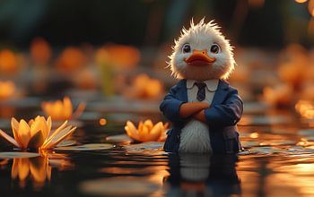 The Dapper Duck in a Lotus Paradise