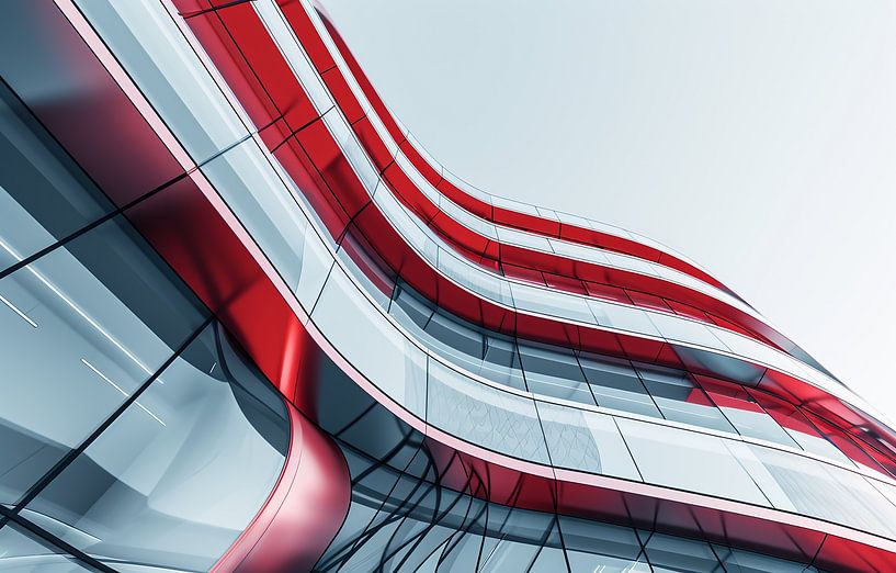 Architectonisch raffinement in rood en wit van fernlichtsicht