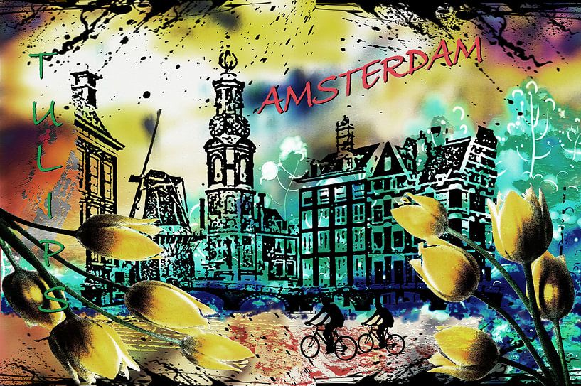 Tulpen uit Amsterdam, Mokum, Holland, digitale kunst van MirEll digital art