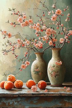 Stilleven met Perzikbloesems van Studio BB