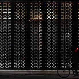 De fietser met de rode verlichting van zeilstrafotografie.nl