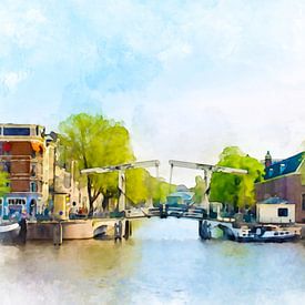 Brug over de rivier de Amstel, Amsterdam. van Danny de Klerk