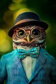 Elegant owl in suit and hat by Poster Art Shop