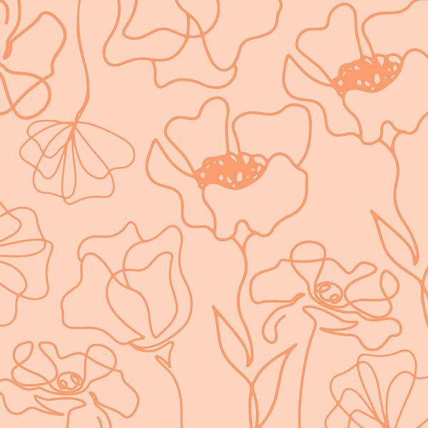 Scandinavian flower market peach by Mad Dog Art