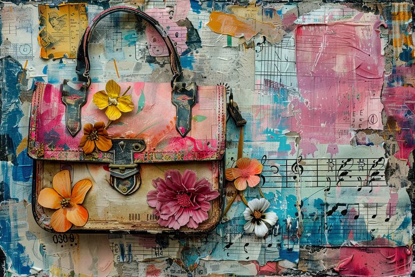 Oil painting, collage with mixed media elements-  by Joriali photography and paintings