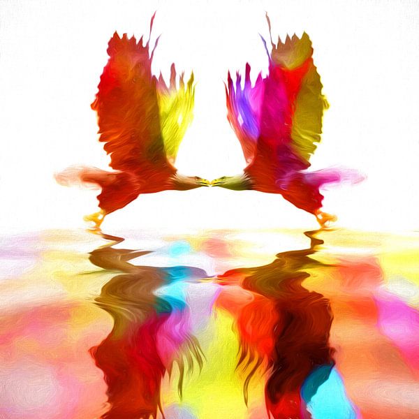 Duellerende vogels van Henk Egbertzen