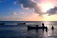 Sunset Over Fishermen In The Caribbean