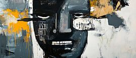Abstract portrait in shades of grey and yellow by Poster Art Shop