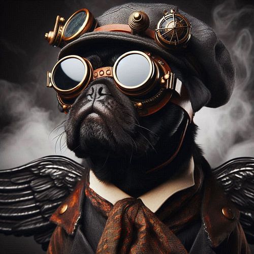 Hond met bril en pet