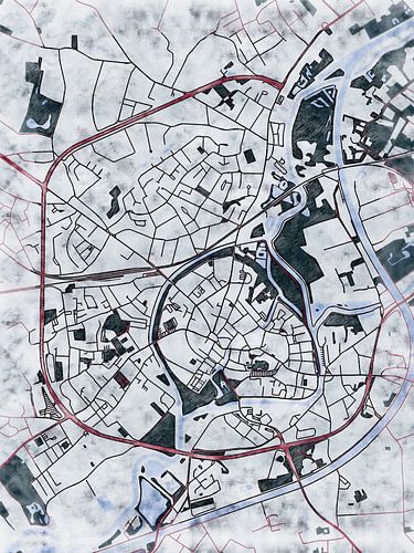 Kaart van Lier in de stijl 'White Winter'