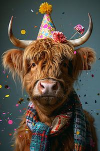 Lustiges Highland-Rind Party