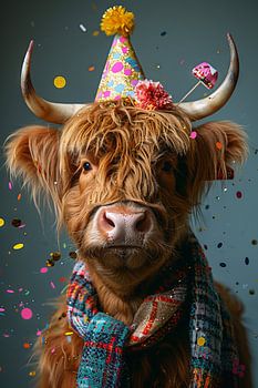 Lustiges Highland-Rind Party