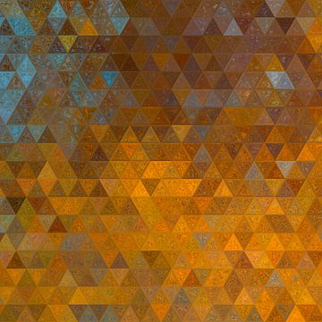 Mozaïek driehoek blauw oranje #mosaic van JBJart Justyna Jaszke