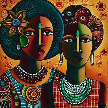 Stylized portrait of a colored couple