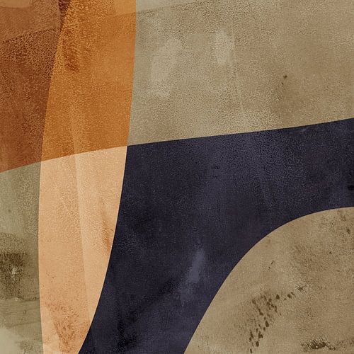 Abstracte kunst in terra, olijfgroen, inktzwart en zand nr. 1