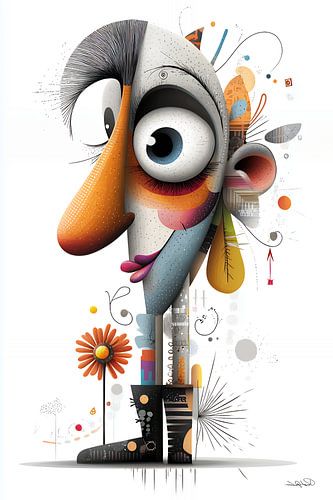 kunstachtige en grappige whimsical karikatuur