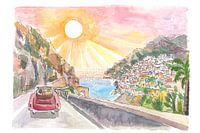 Rijden naar de Amalfikust met uitzicht op Positano - Love's Road Trip op de Amalfitana