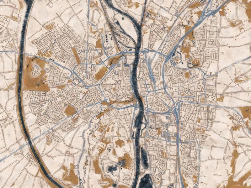 City map Maastricht | Japandi Châteaucore | Sand-Brown by Map Art Studio