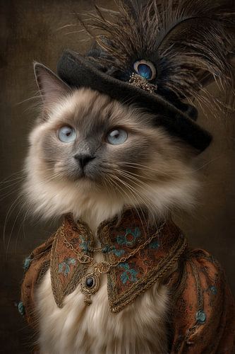 Portret van een Kat in oude meesters stijl - Mysterieus Schilderij