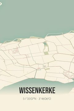Vieille carte de Wissenkerke (Zeeland) sur Rezona