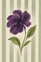 Fleur violette sur fond rayé