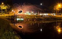 Staalwol op een brug boven water. by Angelo de Bruin thumbnail