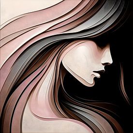 Pink Black Silhouette by FoXo Art