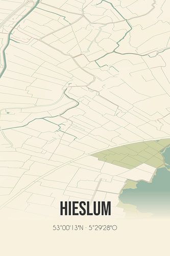 Vintage landkaart van Hieslum (Fryslan)