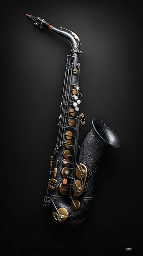 Muziekinstrument in zwart-wit