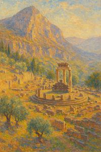 Delphi Tholos Ruinen & -Gebirge – Antikes Orakel Impressionistische Landschaft