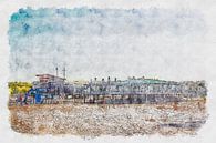 Strandpavillon Paal 10 in Ouddorp (Aquarell) von Art by Jeronimo Miniaturansicht
