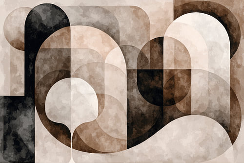 Scandinavische abstractie in aardse bruin-beige tinten