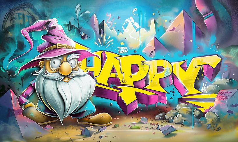 Think Happy Graffiti van PixelMint.