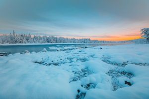 Sweden sunset in winter