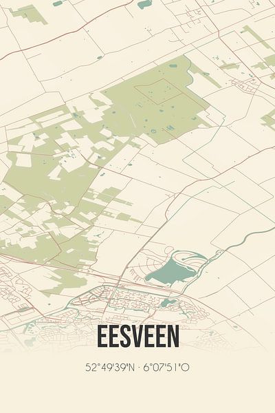 Vintage map of Eesveen (Overijssel) by Prints of Place