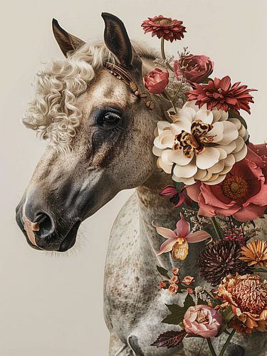 Paard met bloemen