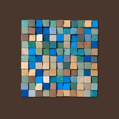 Minimalist abstract of wooden blocks on brown