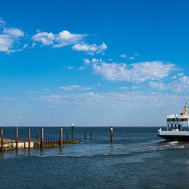Ferry boat in port Nordstrand on the North Sea coast by Rico Ködder