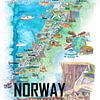 Carte illustrée de la Norvège avec ses sites célèbres et ses points forts sur Markus Bleichner