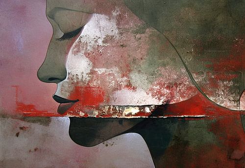 Vrouwenprofiel | Faded Grace van Abstract Schilderij