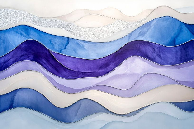 Gentle waves in blue and white by Poster Art Shop
