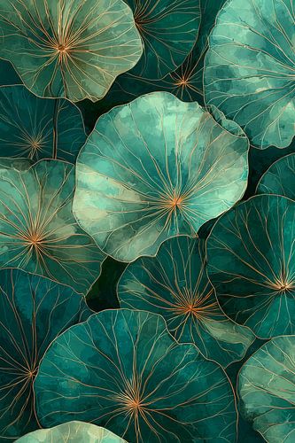 Waterlelie in Groen en Goud no.4