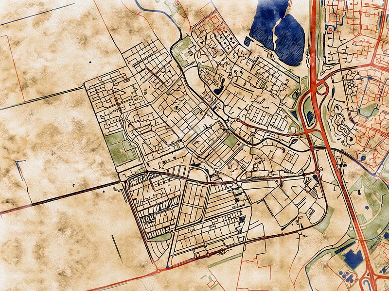 Kaart van IJsselstein in de stijl 'Serene Summer' van Maporia