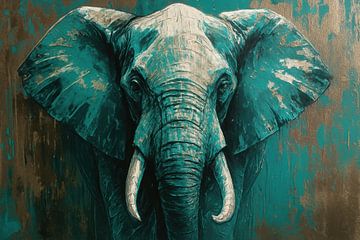 Frontales Elefantengesicht mit Textur von Imperial Art House