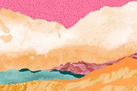 Collage: abstract landschap in frisse kleuren. Boho stijl. van Studio Allee thumbnail