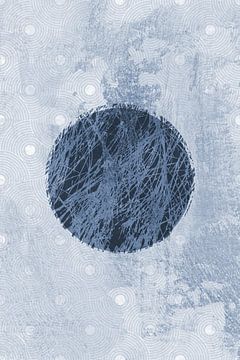 Ikigai. Abstracte minimalistische Zen kunst. Japanse stijl in blauw V van Dina Dankers